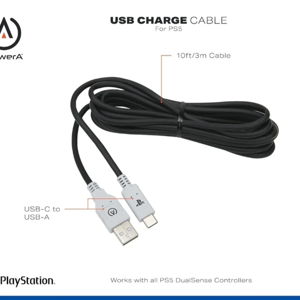 White USB Charging Cable for PlayStation,2 For $11